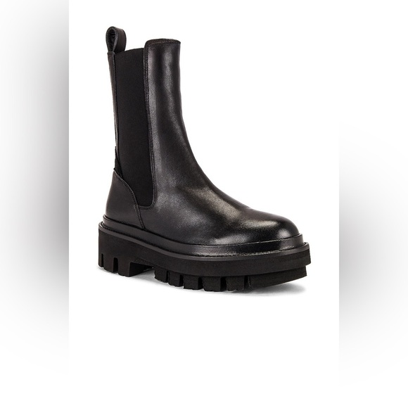 AllSaints Billie tall chunky leather Chelsea boots in black - Picture 3 of 13